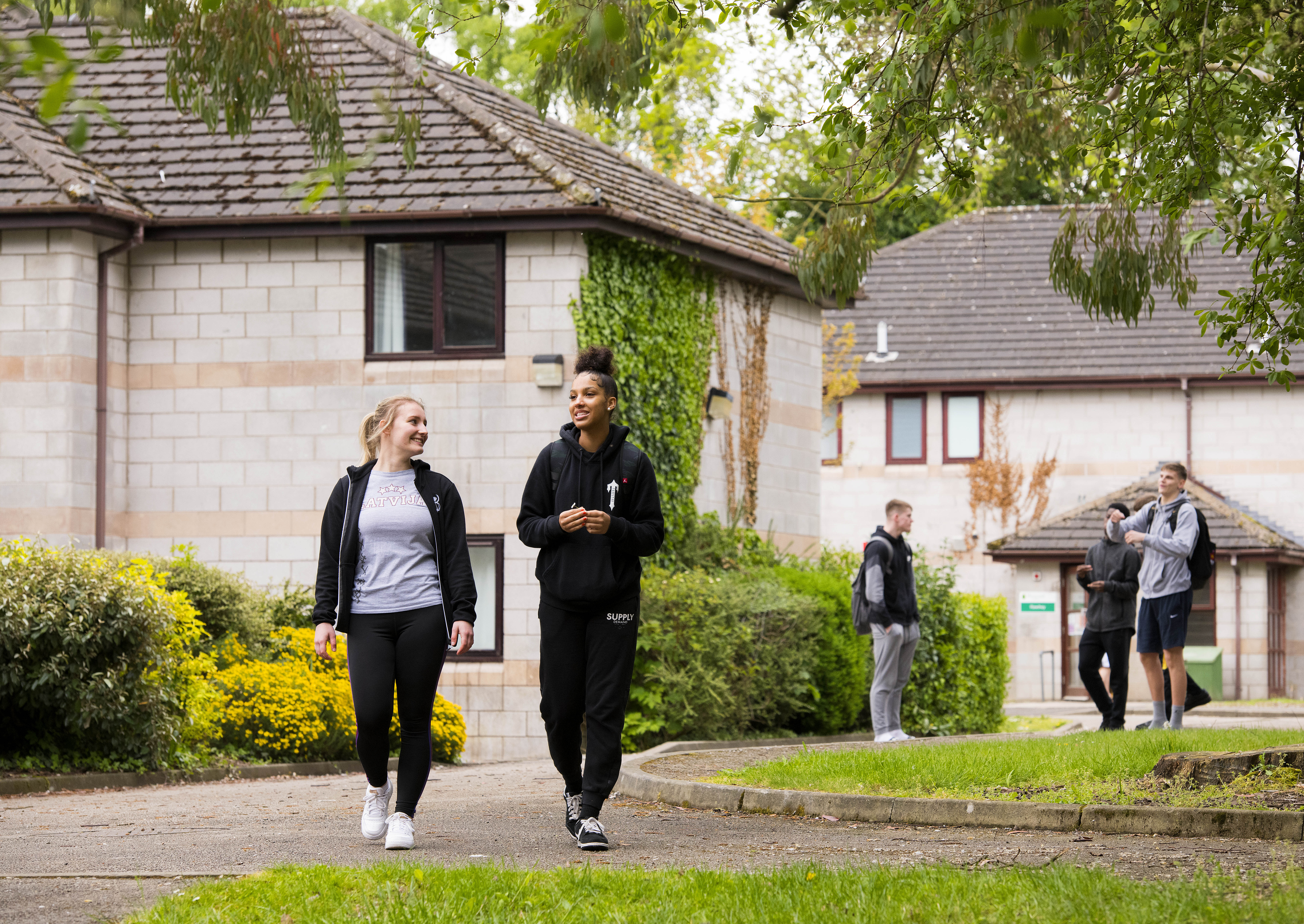 Students walking through the Preston Centre